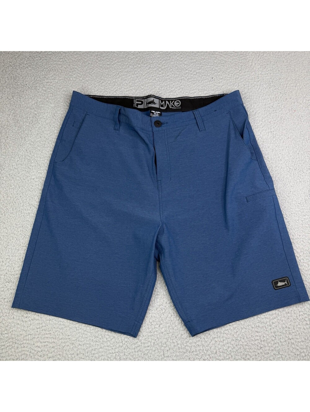 Pelagic Mako Hybrid Shorts Mens 36 9" Inseam Blue Stretch Beach Fishing